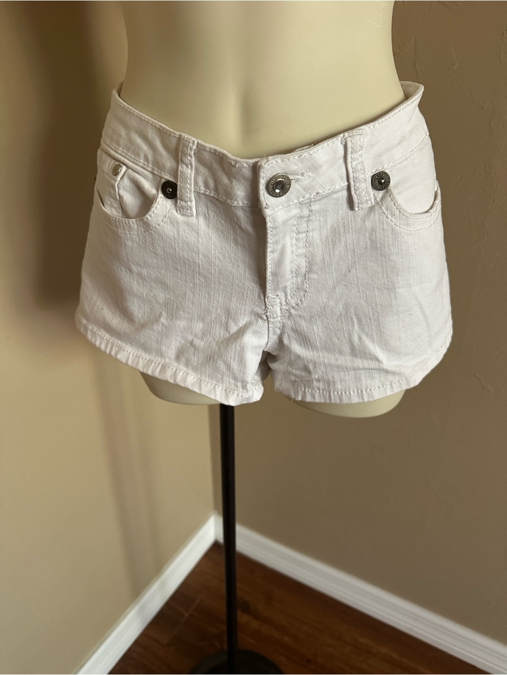 YMI White Denim Low-Rise Jean Shorts